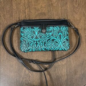 Wrangler Black and Teal Floral Crossbody Bag